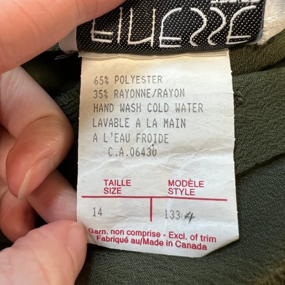 Vintage Midi Skirt Button Up High Rise Long Slit Belted Green Preppy Academia - Picture 5 of 7